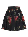 Dolce & Gabbana Mini Skirt With Rose Bouquet Print And Peplum Detail, Size 40 In Black