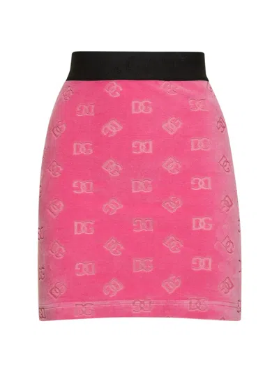 Dolce & Gabbana Cotton Miniskirt In Pink