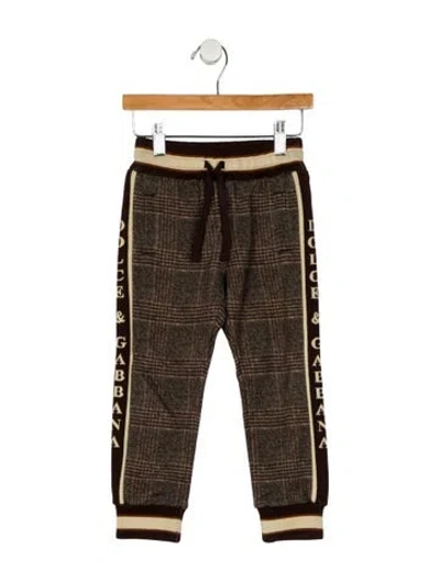 Pre-owned Dolce & Gabbana Babies' Cotton Neutral Patterned Sweatpants With Drawstring Waist