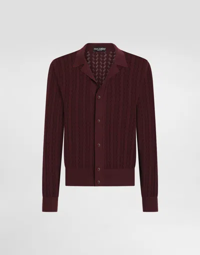 Dolce & Gabbana Cotton Openwork-knit Shirt In Multicolor