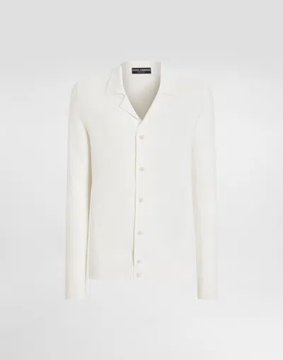 Dolce & Gabbana Cotton Openwork-knit Shirt In White