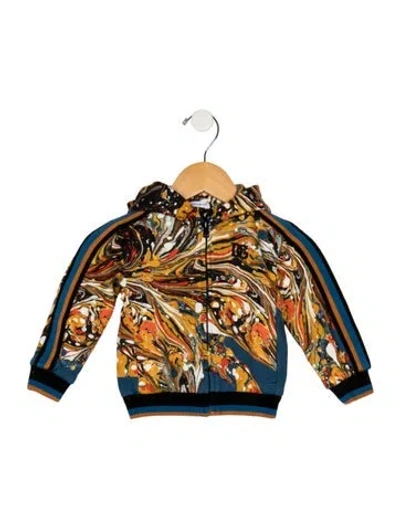 Pre-owned Dolce & Gabbana Babies' Cotton Orange And Multicolor Patterned Casual Zip Up Jacket