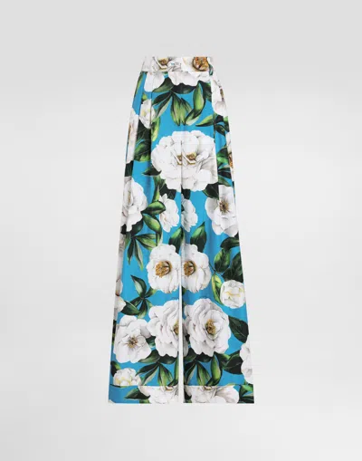 Dolce & Gabbana Cotton Palazzo Pants With Gardenia Print