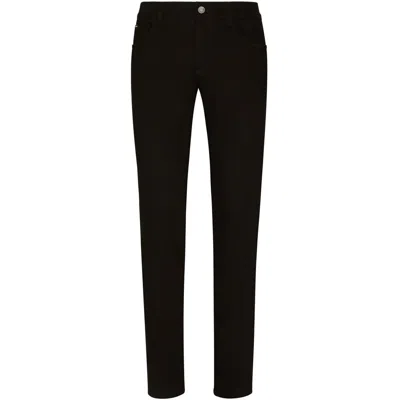 Dolce & Gabbana Black Wash Slim-fit Stretch Jeans In Multicolor