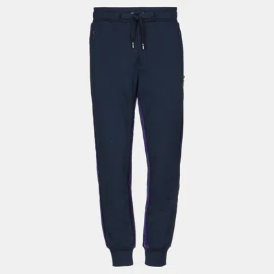 Pre-owned Dolce & Gabbana Cotton Trousers 48 In Navy Blue