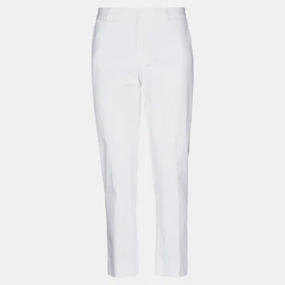 Pre-owned Dolce & Gabbana Cotton Trousers 48 In White