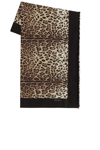 Dolce & Gabbana Cotton Pareo In Animal Print