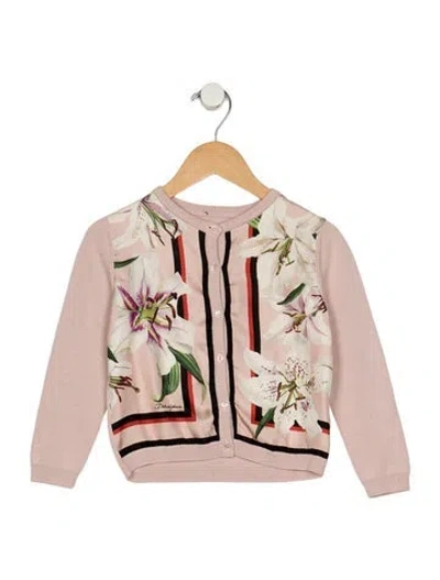 Pre-owned Dolce & Gabbana Babies' Cotton Pink And Multicolor Patterned Cardigan With Button Closure