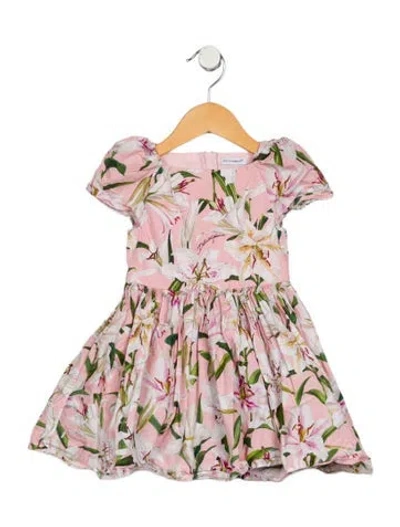 Pre-owned Dolce & Gabbana Babies' Cotton Pink And Multicolor Patterned Dress With Zip Closure