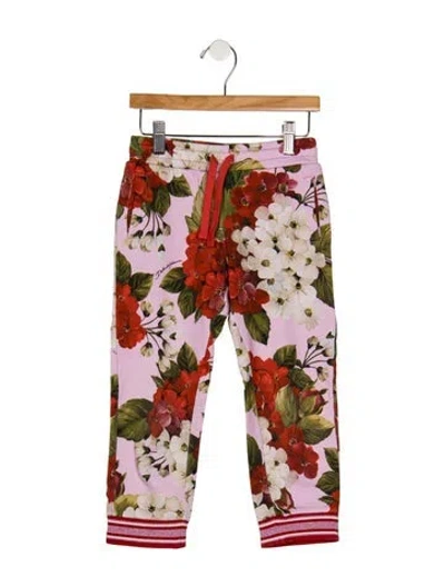 Pre-owned Dolce & Gabbana Babies' Cotton Pink And Multicolor Patterned Sweatpants With Elastic Waist