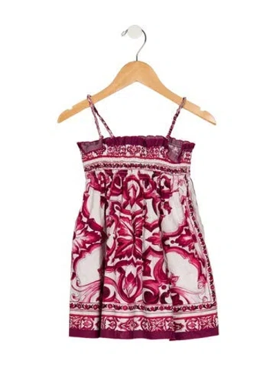 Pre-owned Dolce & Gabbana Babies' Cotton Pink And White Patterned Sleeveless Dress