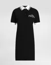 Dolce & Gabbana Cotton Piqué Dress With Dg Logo Embroidery In Black
