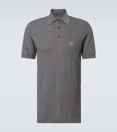 Dolce & Gabbana Cotton Piqué Polo Shirt In Grau