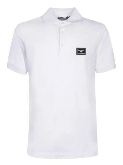 Dolce & Gabbana Cotton Pique Polo Shirt In White