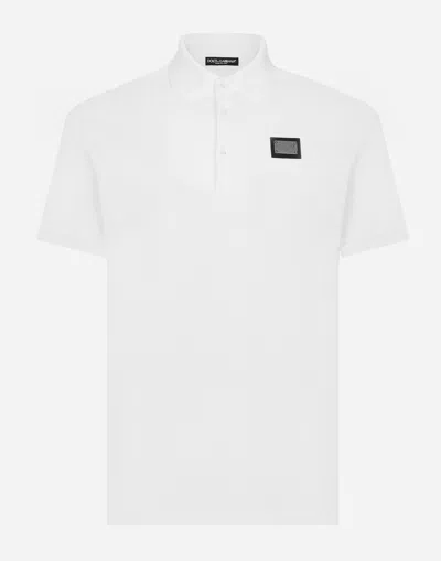 DOLCE & GABBANA COTTON PIQUÉ POLO-SHIRT WITH BRANDED TAG