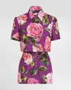 Dolce & Gabbana Cotton Playsuit With Rose Print In Print