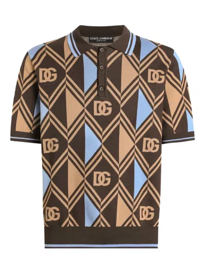 Dolce & Gabbana Cotton Polo Shirt In Brown