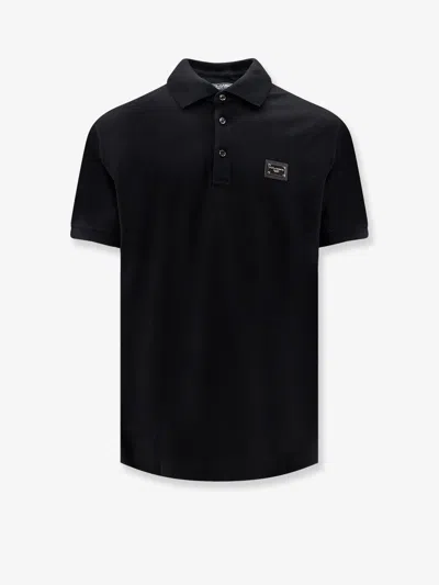 Dolce & Gabbana Cotton Polo Shirt In Black