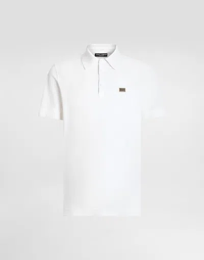 Dolce & Gabbana Cotton Polo-shirt With Branded Tag In White