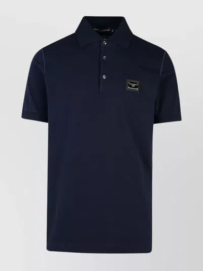 Dolce & Gabbana Cotton Pique Polo Shirt In Blue
