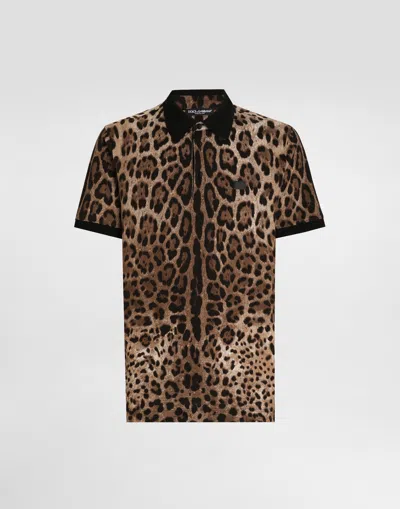 Dolce & Gabbana Cotton Polo-shirt With Leopard Print
