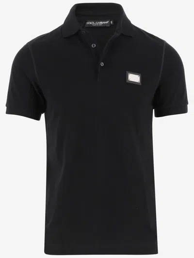 Dolce & Gabbana Cotton Polo Shirt With Logo In Black