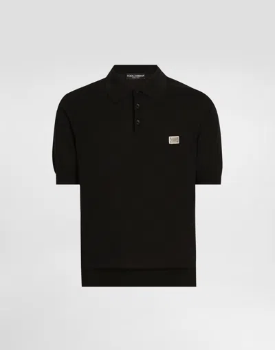 Dolce & Gabbana Cotton Polo-shirt With Logo Tag In Black