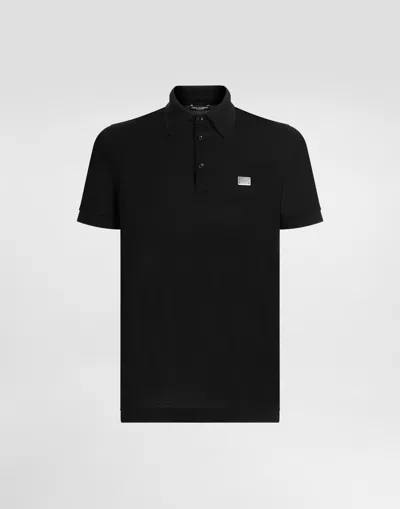 DOLCE & GABBANA COTTON POLO-SHIRT WITH LOGO TAG