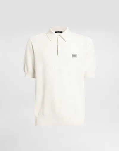 Dolce & Gabbana Cotton Polo-shirt With Logo Tag In White