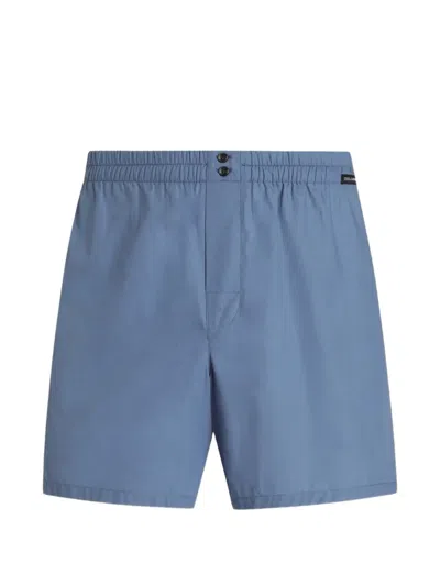 Dolce & Gabbana Cotton Poplin Boxer Shorts In Blue