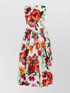 Dolce & Gabbana Sleeveless Dress In Cotton Poplin Flower Print In Animal Print