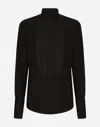 Dolce & Gabbana Cotton Poplin Gold-fit Tuxedo Shirt In Black