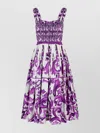 Dolce & Gabbana Dress With Purple Majolica Print In Cotton Poplin In Purple