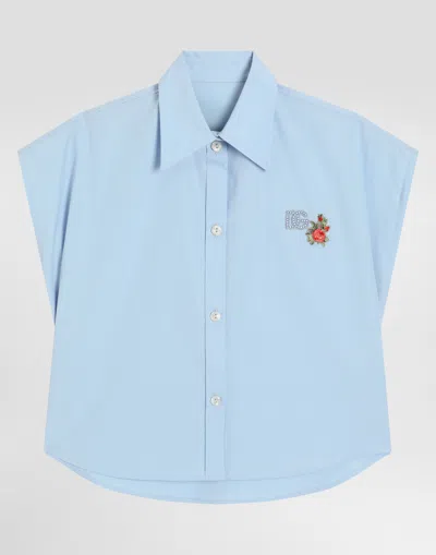 Dolce & Gabbana Kids' Cotton Poplin Shirt In Blue