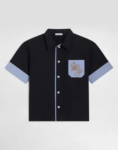 Dolce & Gabbana Kids' Cotton Poplin Shirt In Blue