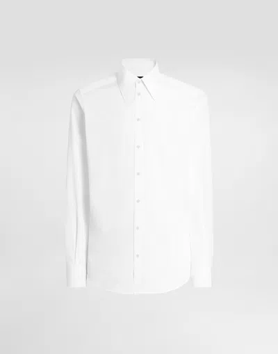 Dolce & Gabbana White Cotton Formal Dress Top Sicilia Shirt In Purple