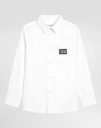 Dolce & Gabbana Kids' Cotton Poplin Shirt In White