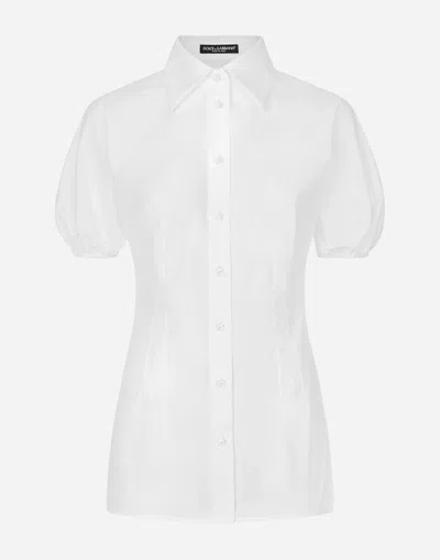 Dolce & Gabbana Short Puff-sleeves Shirt In White