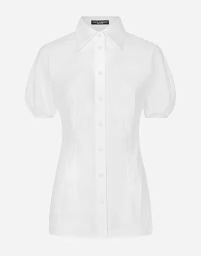 DOLCE & GABBANA COTTON POPLIN SHIRT WITH PUFF SLEEVES