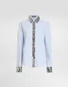 Dolce & Gabbana Cotton Poplin Shirt With Sequin Details In ブルー