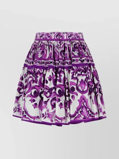 DOLCE & GABBANA COTTON POPLIN SHORT SKIRT WITH FLORAL PRINT