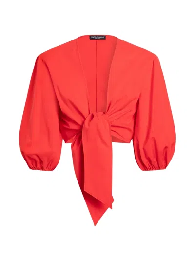 Dolce & Gabbana Cotton Poplin Top In Red