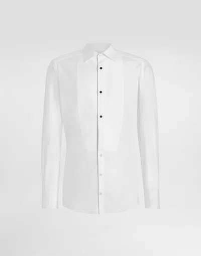 Dolce & Gabbana Cotton Poplin Tuxedo Shirt In Multi