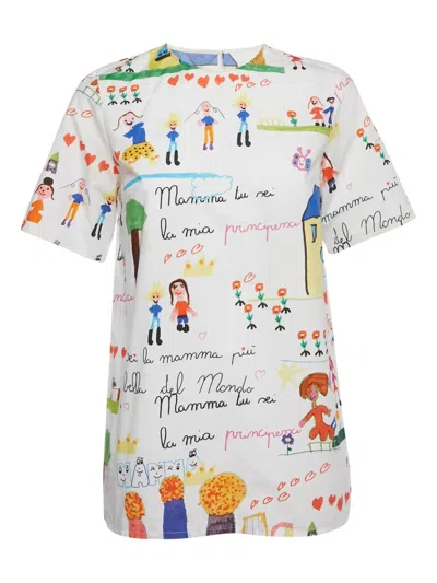 Pre-owned Dolce & Gabbana Cotton Print T-shirt In White