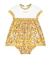 Dolce & Gabbana Girl's Logo-print Maiolica-print Combo Dress