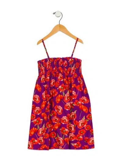 Pre-owned Dolce & Gabbana Kids' Cotton Purple And Multicolor Patterned Sleeveless Dress