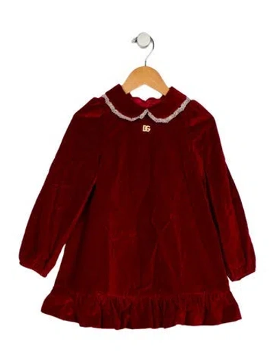 Pre-owned Dolce & Gabbana Babies' Cotton Red And Gold Long Sleeve Dress With Zip Closure W/tags In Multi