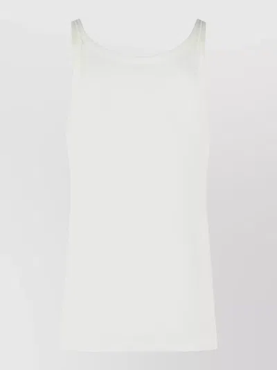 Dolce & Gabbana Cotton Rib Tank Top Scoop Neckline In White