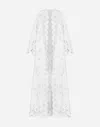 Dolce & Gabbana Cotton Robe Coat With Macramé Embroidery In White