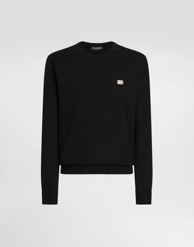 Dolce & Gabbana Cotton Round-neck Jumper With Tag In Black